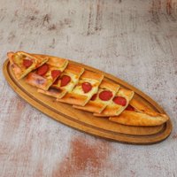 Kashar Cheese, Sucuk, and Egg Pide (Open-faced)